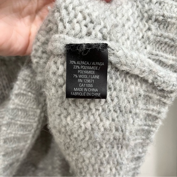 360 Sweater gray cable knit alpaca wool blend mock neck sweater size medium - Picture 7 of 7